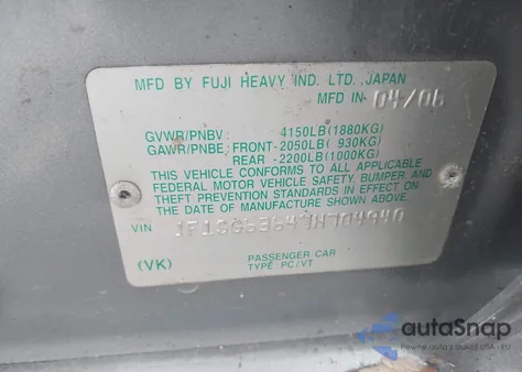 2007 Subaru Forester 2.5X from USA, damaged, VIN JF1SG63647H704940